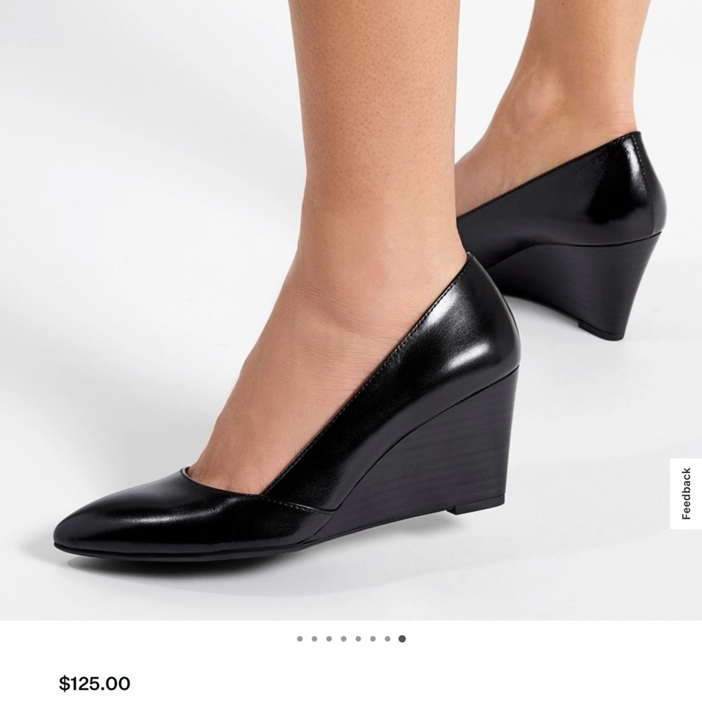 Franco Sarto ‘Frankie’ Black Leather Wedge Shoes